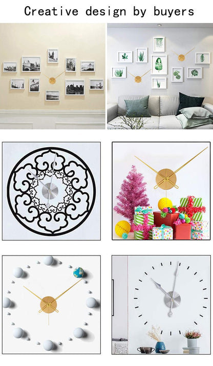 Wooden Round Plastic Cover With Sweep Movement Gold Long Hands DIY Wall Clock