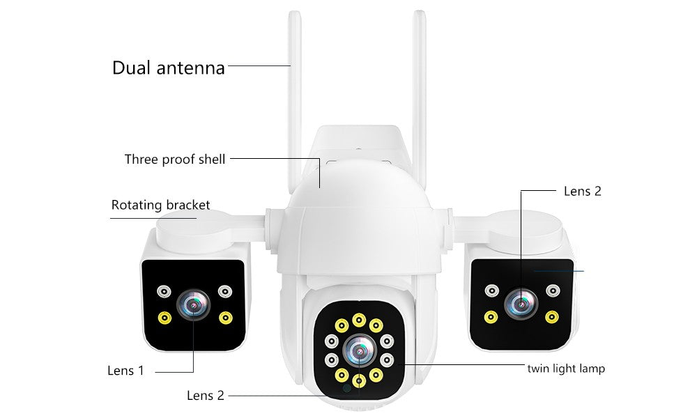 6K 12MP WiFi Surveillance Camera, 3 Lens 3 Screens,10X Digital Zoom, AI Human Detect, 8mp Outdoor Security PTZ IP Cameras