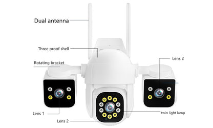 6K 12MP WiFi Surveillance Camera, 3 Lens 3 Screens,10X Digital Zoom, AI Human Detect, 8mp Outdoor Security PTZ IP Cameras