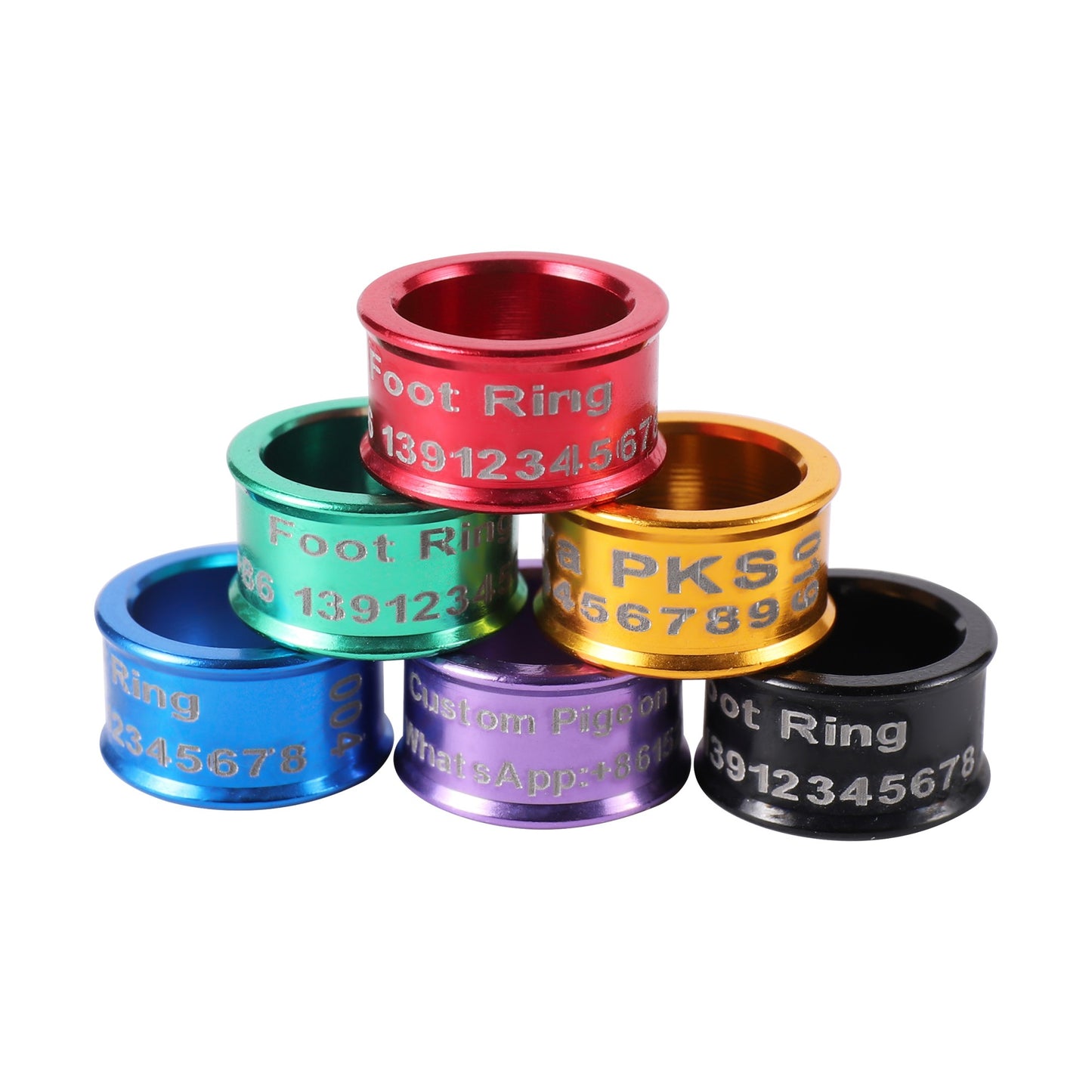 ID Anel de Pé para Pombo 8mm Personalizado Conteúdo do Anel de Pé de Pássaro Definido pelo Cliente Ano + Nome + Número de Telefone + Código do País 30 Peças