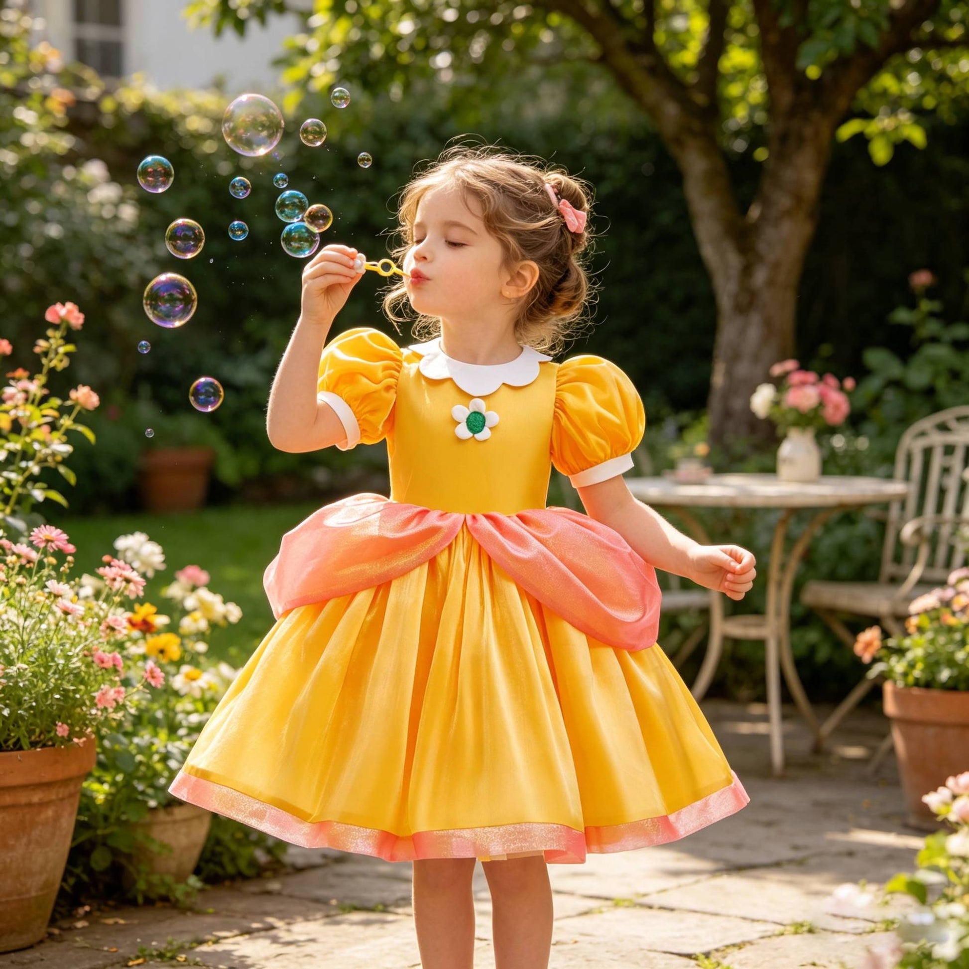 2026 New movie summer Cartoon Daisy Princess Peach Dress performance Cosplay Daisy Dressup Halloween Carnival Party Outfits