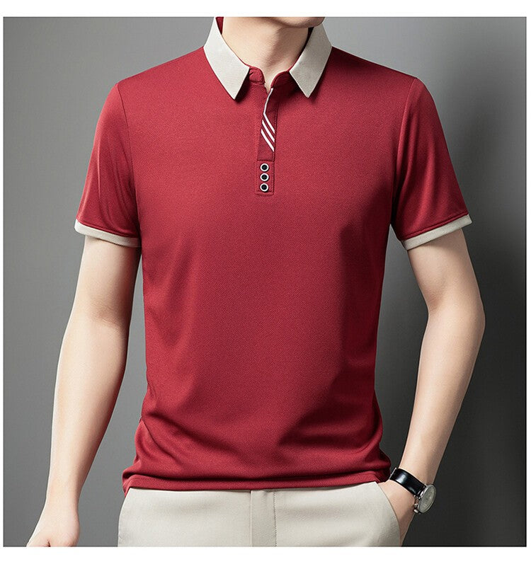 High quality short sleeve men's POLO shirt summer fashionable stripe design soft golf top comfortable ventilate casual T-shirt