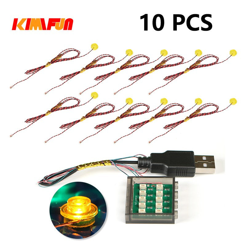 10PCS 0.8mm Pin RGB LED Building Blocks USB Lamp DIY Street Light City Electric Decorate 1X1 Brick Toy Compatible All Brands