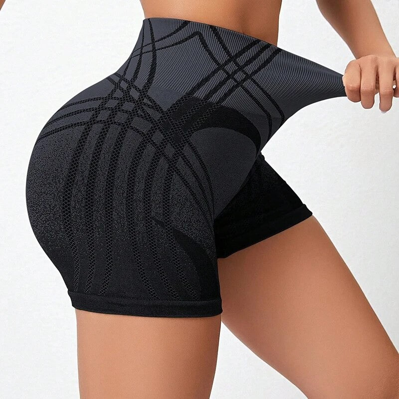 High Waist Seamless Gym Shorts for Women Mesh Breathable Compression Tummy Control Workout Athletic Exercise Seamless Shorts