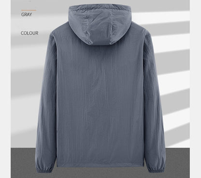 Summer Outdoor Quick Dry Sun-Protective Thin Jacket Men Hiking Fishing Cycling Hooded Gym Sport Windbreaker Ultra Light Coats