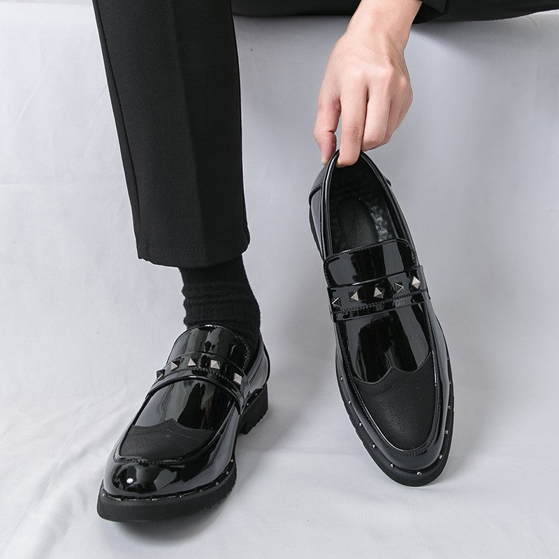 Men Loafers PU Splicing Low Heel Professional Classic Business Banquet Men Shoes Size 38-46
