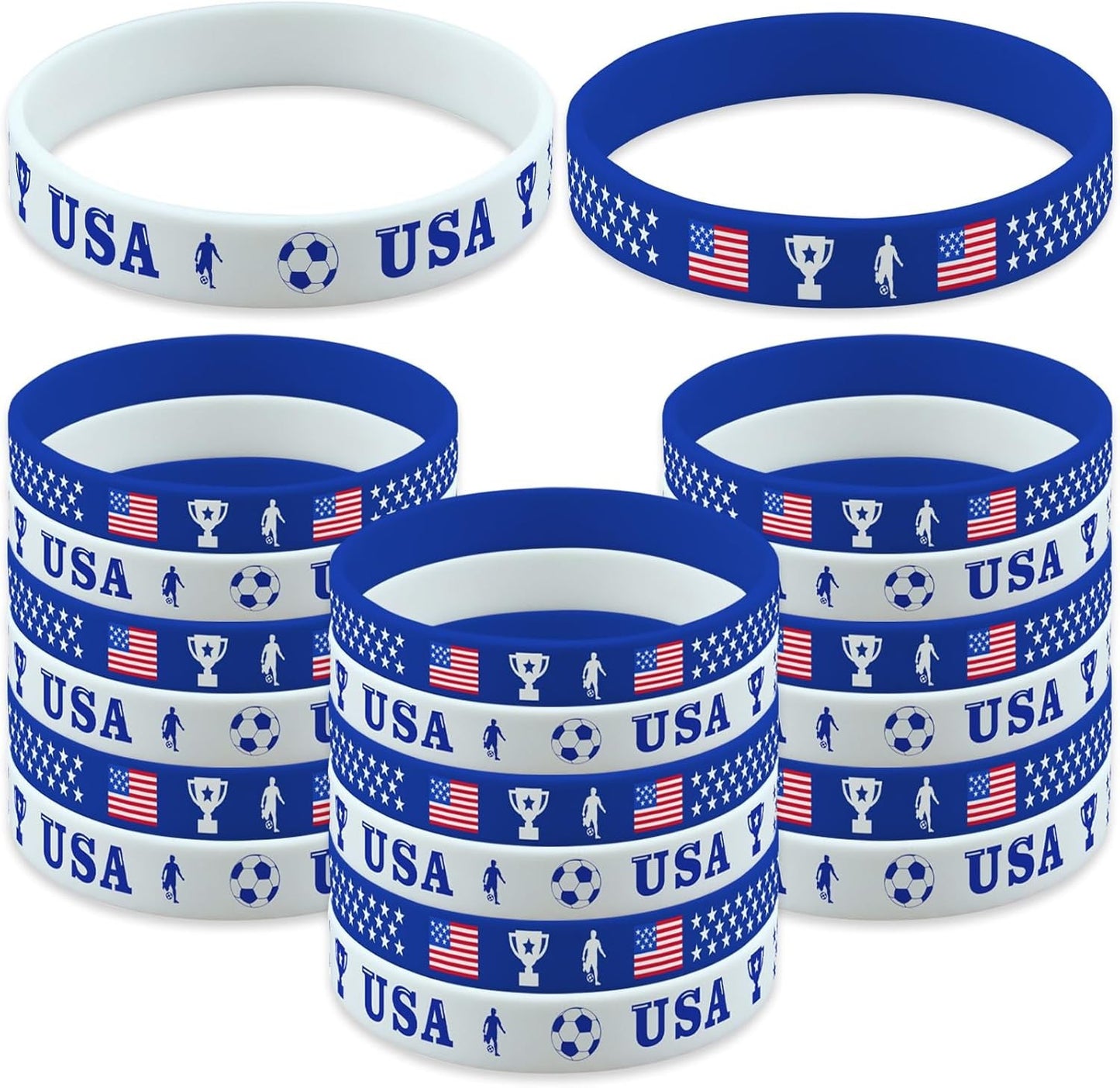 Gift 20PCS Silicone Rubber Wristbands National Team Flag Design Bracelets For Party Supplies