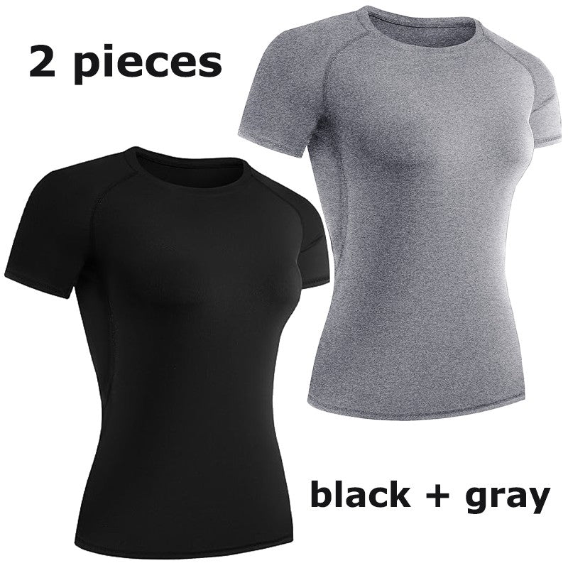 Women's Compression Shirt Short Sleeve Athletic Yoga Running T-Shirt Summer Gym Workout Quick Dry Stretchy Tees Tops Baselayer