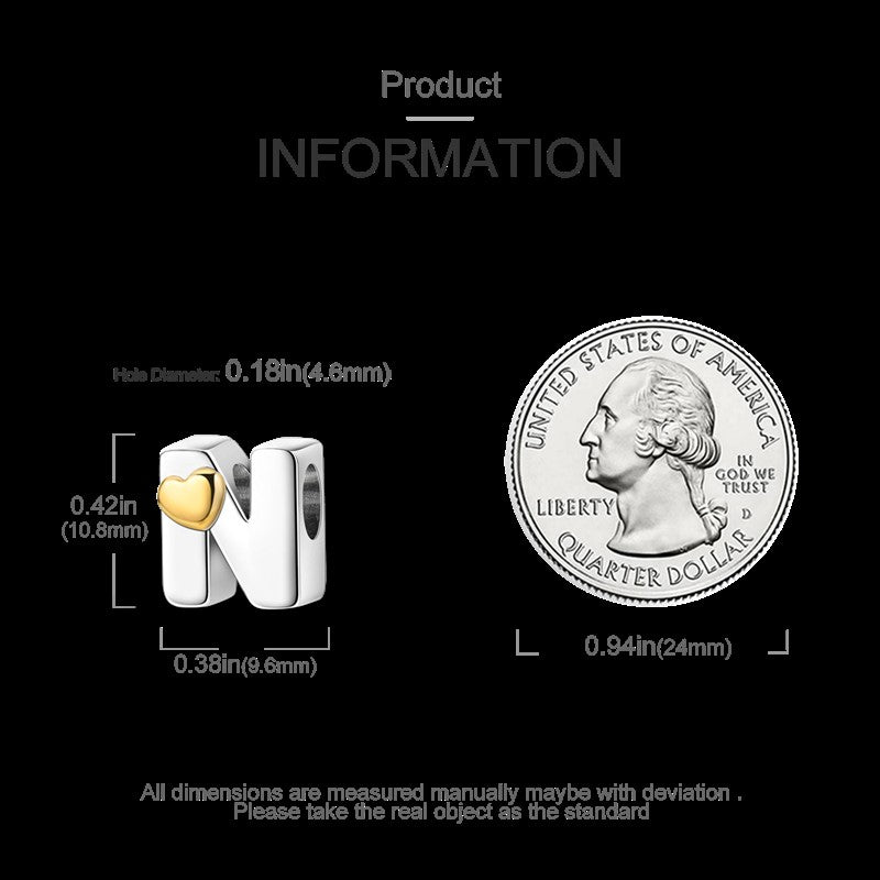 Fit Original Bangle Bracelet DIY A-Z Alphabet Charms Bead 925 Sterling Silver CZ Zircon LOVE Letter Dangle Pendant Jewelry Gift