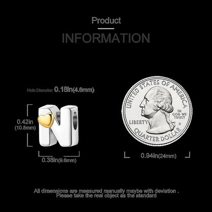 Fit Original Bangle Bracelet DIY A-Z Alphabet Charms Bead 925 Sterling Silver CZ Zircon LOVE Letter Dangle Pendant Jewelry Gift