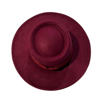 French Bow Tie Fedora Hat Winter Autumn Imitation Woolen Ladies Fedoras Top Wedding Jazz Hats Flat Top Felt Hat Bowler Hats