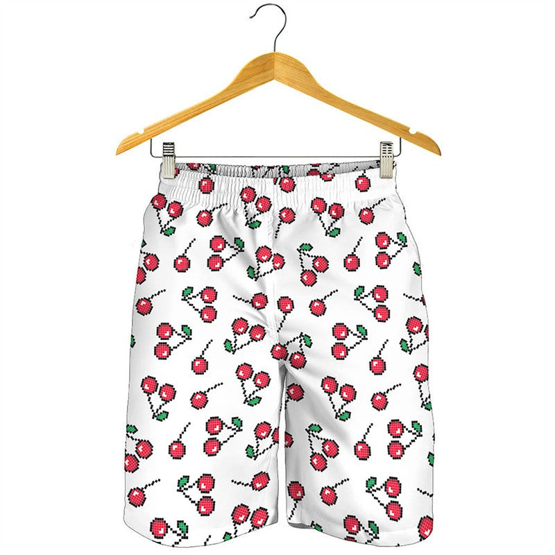 Fashion Cherry 3D Printed Beach Shorts Men Clothes Cartoon Fruits Pattern Swim Trunks Summer Streetwear Oversized Short Pants