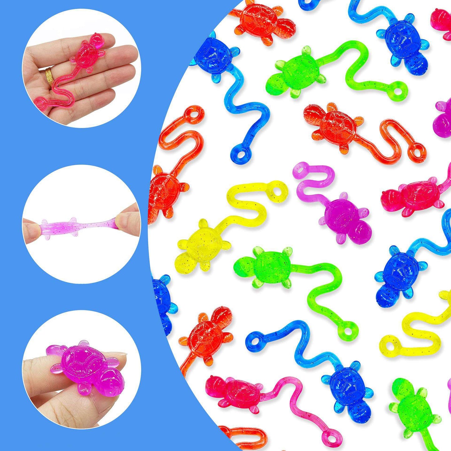 10-30 Pcs Kids Rainbow Colored Sticky Retractable Turtle Stress Relieving Toy Boys Girls Of Reward Gift Birthday Party Favors