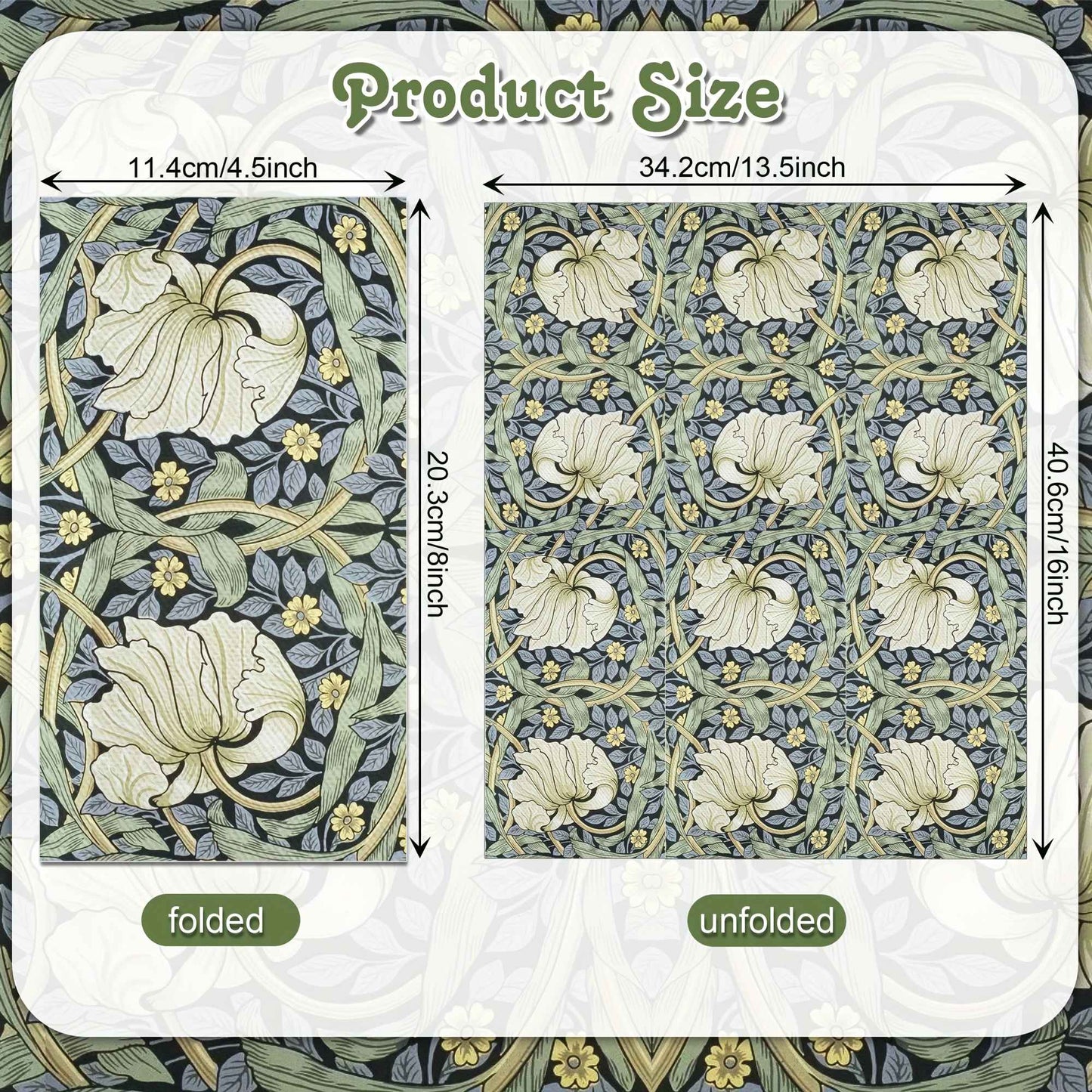 20pcs/Set Vintage Pattern Vine Long Paper Napkins, Disposable Dinner Paper for Party Wedding, Tissues Bathroom Hand Towels