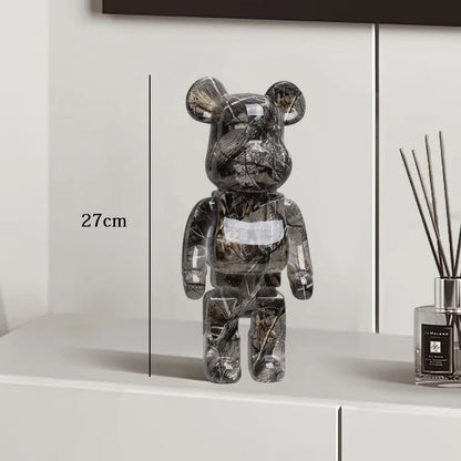 Estátua Urso Graffiti 27cm Bloco Tinta Urso Decoração Enfeites de Resina para Desktop Decoração de Casa Sala de Estar Urso Escultura de Chão Presentes