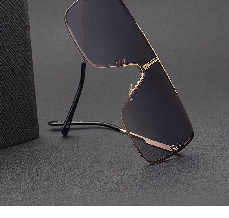 Óculos de sol quadrados oversized para homens, armação grande, 2025, design de marca de luxo, armação de metal, óculos de sol masculinos, óculos retrô