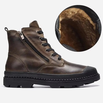 Botas Masculinas de Couro Legítimo Natural Feitas à Mão Estilo Retrô para o Inverno #9550