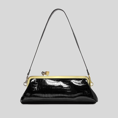 Fashion Long Clutch Bag for Women Luxury Designer Kiss Lock Women Shoulder Bags Elegant Party Purses Trend Underarm Bag 2025