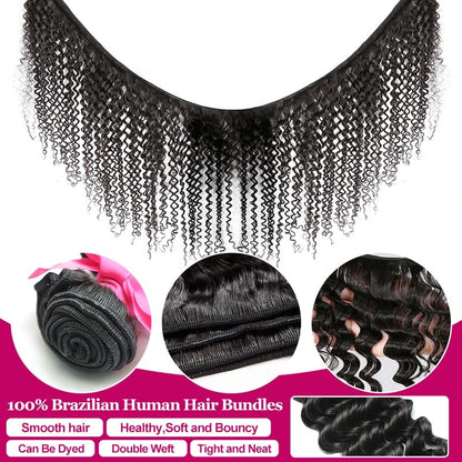 Pacotes de Cabelo Humano Ondulado Profundo de 32 36 40 Polegadas Cabelo Brasileiro Remy Virgem para Mega Hair Cacheado 1/2/3/4 Pacotes de Mega Hair com Preços Promocionais