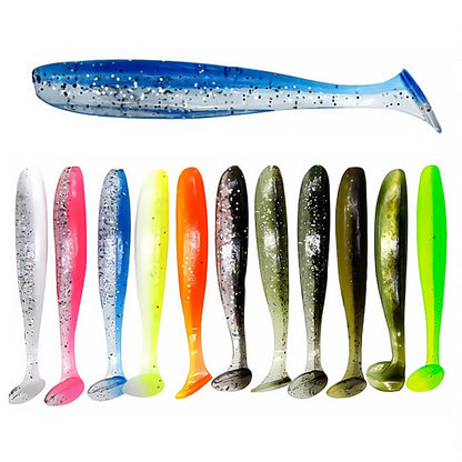 Bazooka Shad Worm Pesca Isca Artificial Macia Grande Silicone 90 100mm Isca Cauda T Easy Shiner Wobbler Swimbait Pesca Truta Lúcio Baixo Inverno