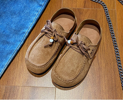 Fashion Brand Shoes Woman 2025 Autumn New Vintage Suede Loafers Pumps Women's Casual Flats Shoes British Style Flat Single Shoes