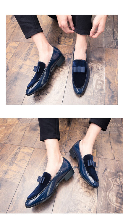 Yuppie Social Leather Shoes Men Classic Wedding Men's Dress Shoes Bow Formal Shoes For Men Slip On Loafers Man