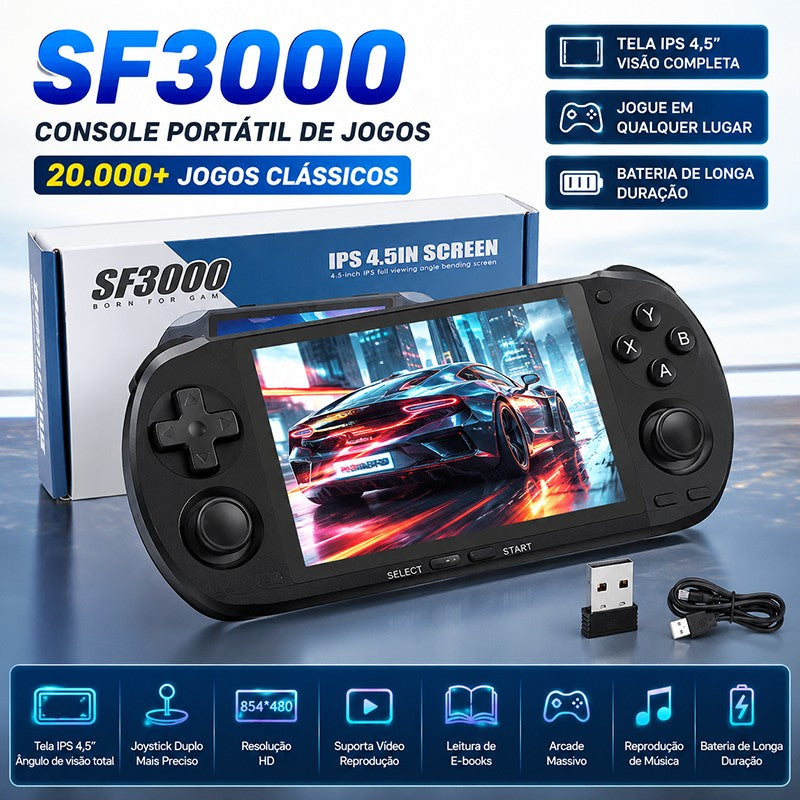 New SF3000 Retro Handheld Video Game Console 4.5 Inch 854*480 IPS Screen 3000mAh Portable Pocket Video Player Games