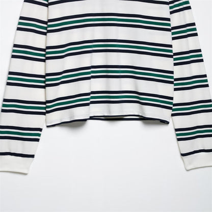 UNIZERA 2025 Women's Long - Sleeve Striped Polo - style Shirts in Burgundy and White with Contrasting Collars for a Casual Look