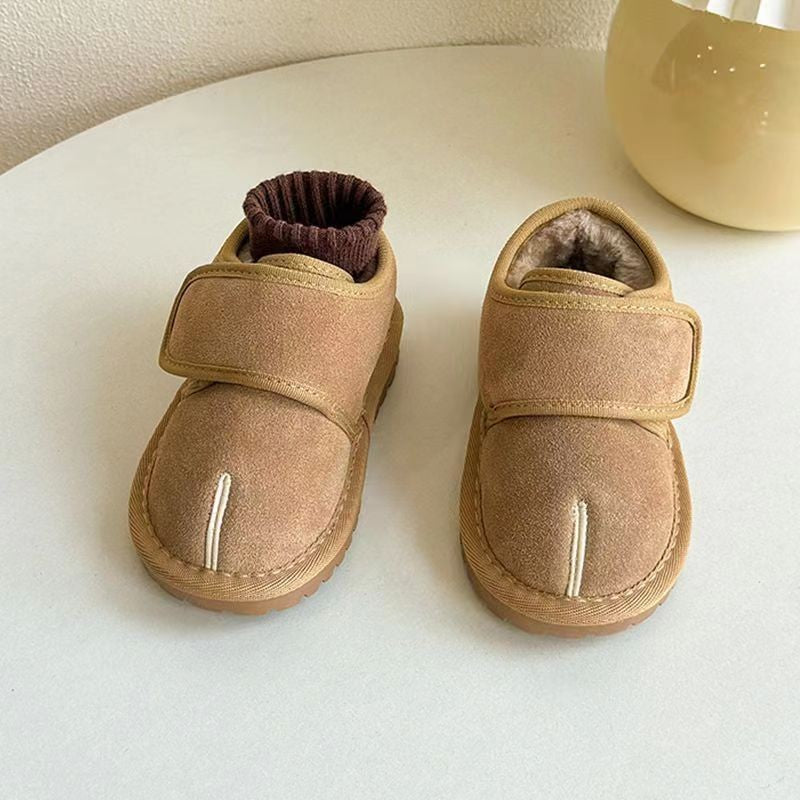 Children's Winter Snow Boots New 2025 Faux Suede Warm Plush Cotton Shoes Boys Fashion Anti-slip Rubber Sole Girls Ankle Boots