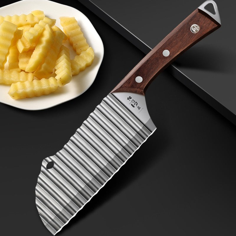 PLYS Potato Slicer Stainless Steel Sharp Wolf Tooth French Fry Cutting Knife Kitchen Multifunctional Wave Blade Potato Knife