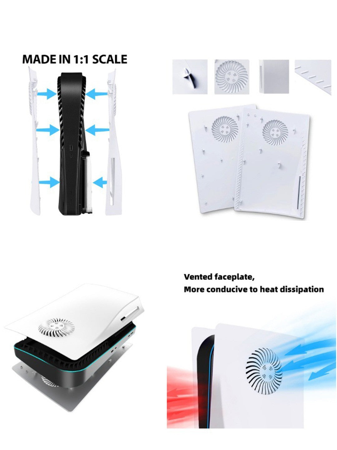 For PS5 Console Disc Edition Replacement Faceplate Protective Shell Panel with Cooling Vents Cover For Playstion 5 Disc Version