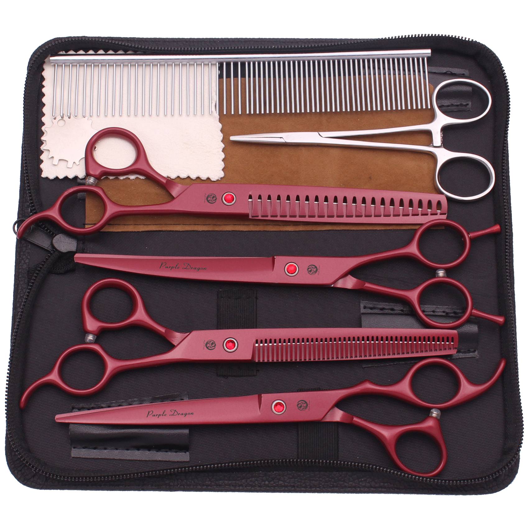 Dog Grooming Scissors Professional Stainless 7.5" Pet Hairdressing Scissors Dog Curved Scissors Thinning Shears Color Comb Z3088