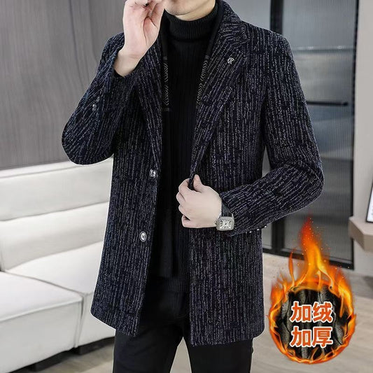 Men's Mid-Length Wool Overcoat - Heavy Blend Winter Trench Coat for Modern Style Wool Overcoat