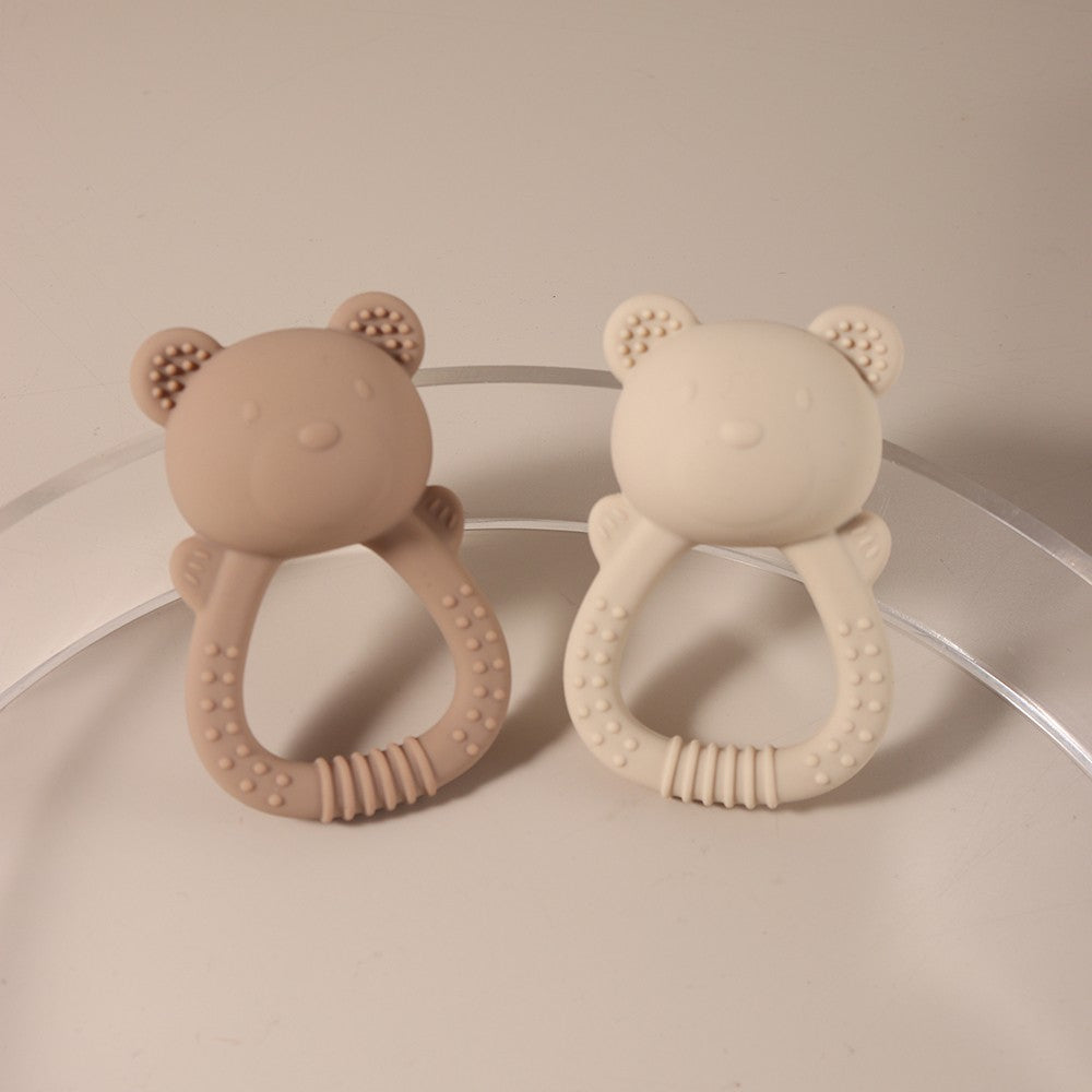 Hot sale cute bear baby rattle  silicone teether 0-1 year toy