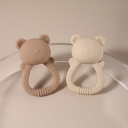 Hot sale cute bear baby rattle  silicone teether 0-1 year toy