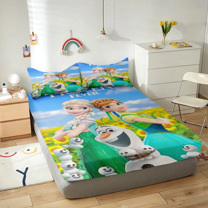 Frozen Fitted Sheet Children 100% Polyester Coverage Sheets Cartoon Cover Elastic Cute Digital Printing Bedding Teenager