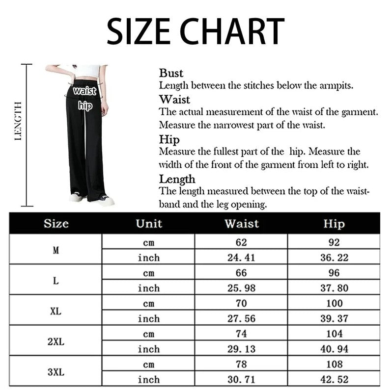 Ice Silk Wide-Leg Pants Women Cool Sweatpants Summer Thin Pleat Loose Straight Pants Office Lady Casual Drawstring Long Trousers