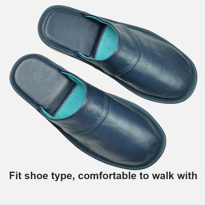 Genuine Cow Leather Slippers Homes in indoor slipper Spring Autumn summer men women elderly non-slip casual single Slides shoes