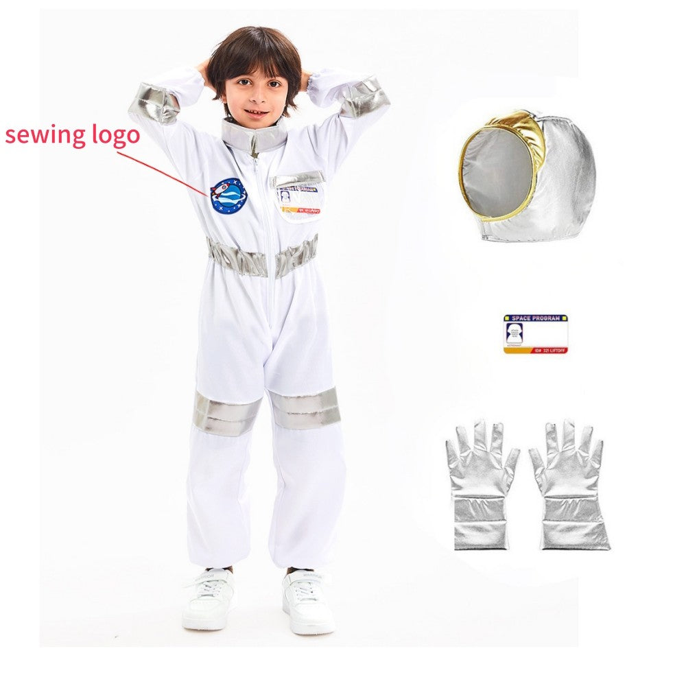 Halloween Astronaut Cosplay Costume Kids Boy Girl Jumpsuit Cartoon Space Party Spaceman Outfit White Spacesuit Bodysuit Clothing