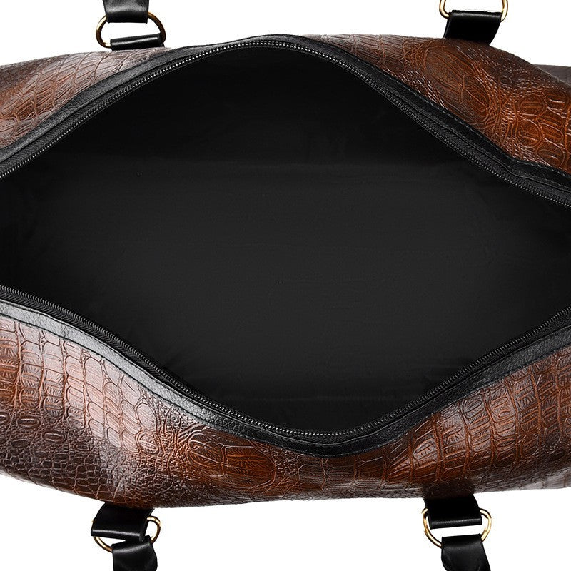 Large Capacity Travel Duffle Bag for Men PU Leather Crocodile Pattern Waterproof Sports daily casual Tote Bag women