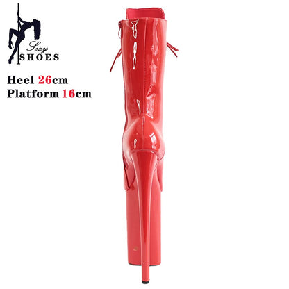 Women Sexy Stripper Shoes Super High Heels Lace-up 26cm Peep Toe Platform Pole Dancing Ankle Boots Stiletto Fetish Large Size 44