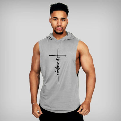 Gym Fitness Loose Sleeveless Vests Street Hip Hop Basketball Hooded Tank Tops Cotton Breathable Shirt Mens Bodybuilding Hoodie