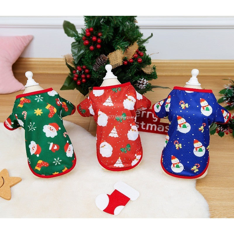 Roupas de Natal para Cachorros Roupas Macias para Gatos Camiseta Fofa de Árvore de Natal Roupa para Pets para Ano Novo Roupas Quentes Fantasia Yorkies