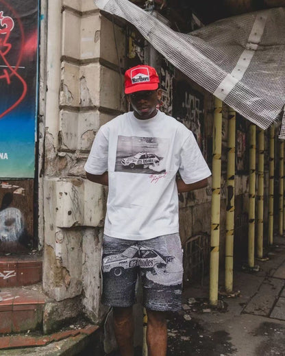 Trendy Y2K car pattern print simple casual men T-shirt retro European American Gothic high street punk Harajuku short sleeve