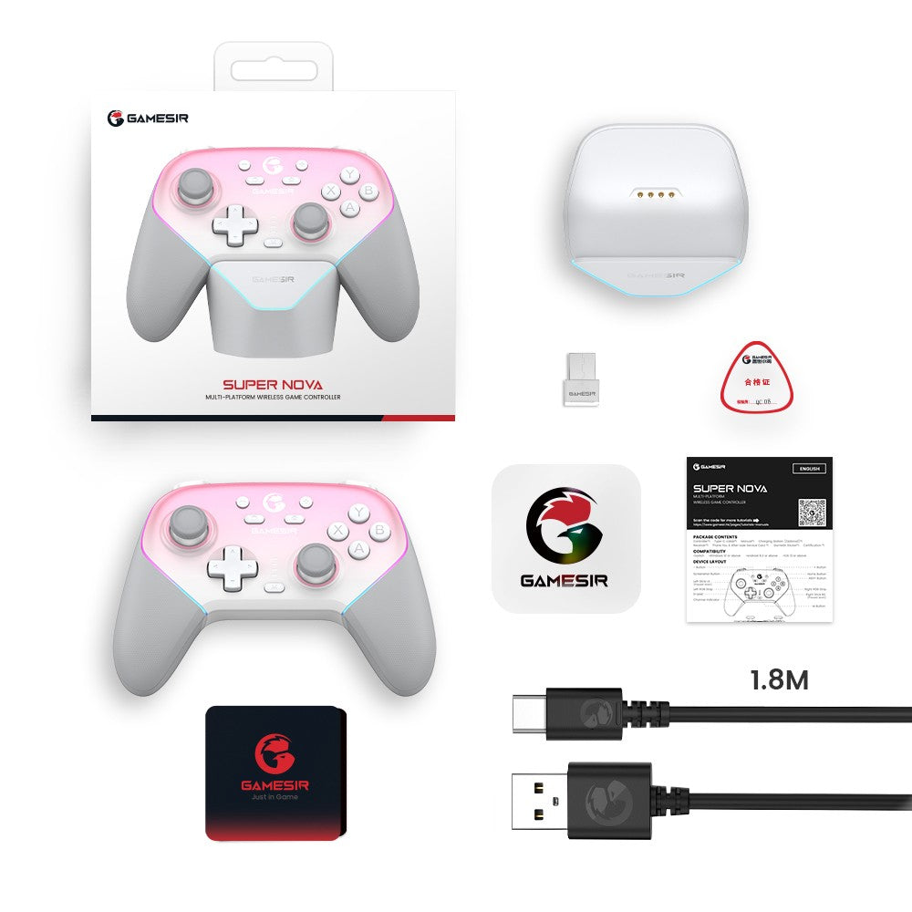 GameSir Super Nova Wireless Pro Controller with Charging Station, Hall Effect Joystick for Nintendo Switch / PC / Android / iOS