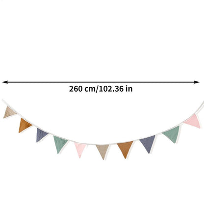 Pennant Banner Flags Nursery Bunting Banner Flags Washable Cotton Fabric Triangle Pennant Garlands for Living Room and Bedroom