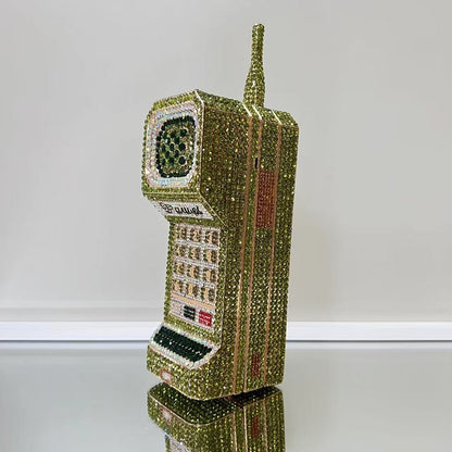 XIYUAN Newest Cellphone Shaped Rhinestone Evening Clutch Purse Luxury Diamond Wedding Party Bag Lady Pink Crystal Bridal Handbag