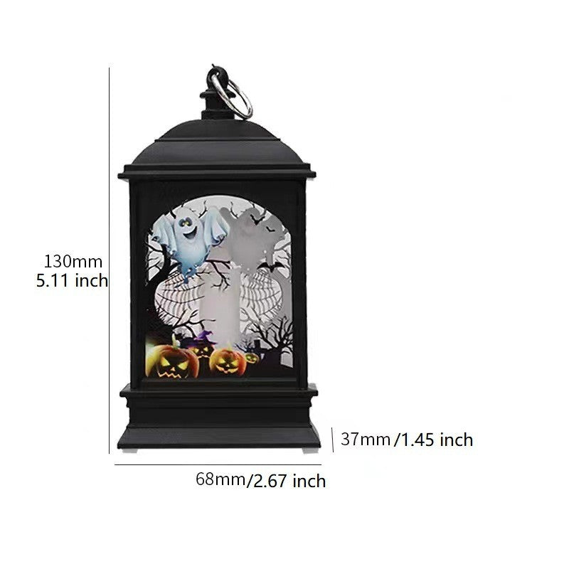 Portable Pumpkin Ghost Castle Lantern Lamp Hanging LED Jack-O-Lanterns Halloween Decoration Party Flame Haunted House Props Gift