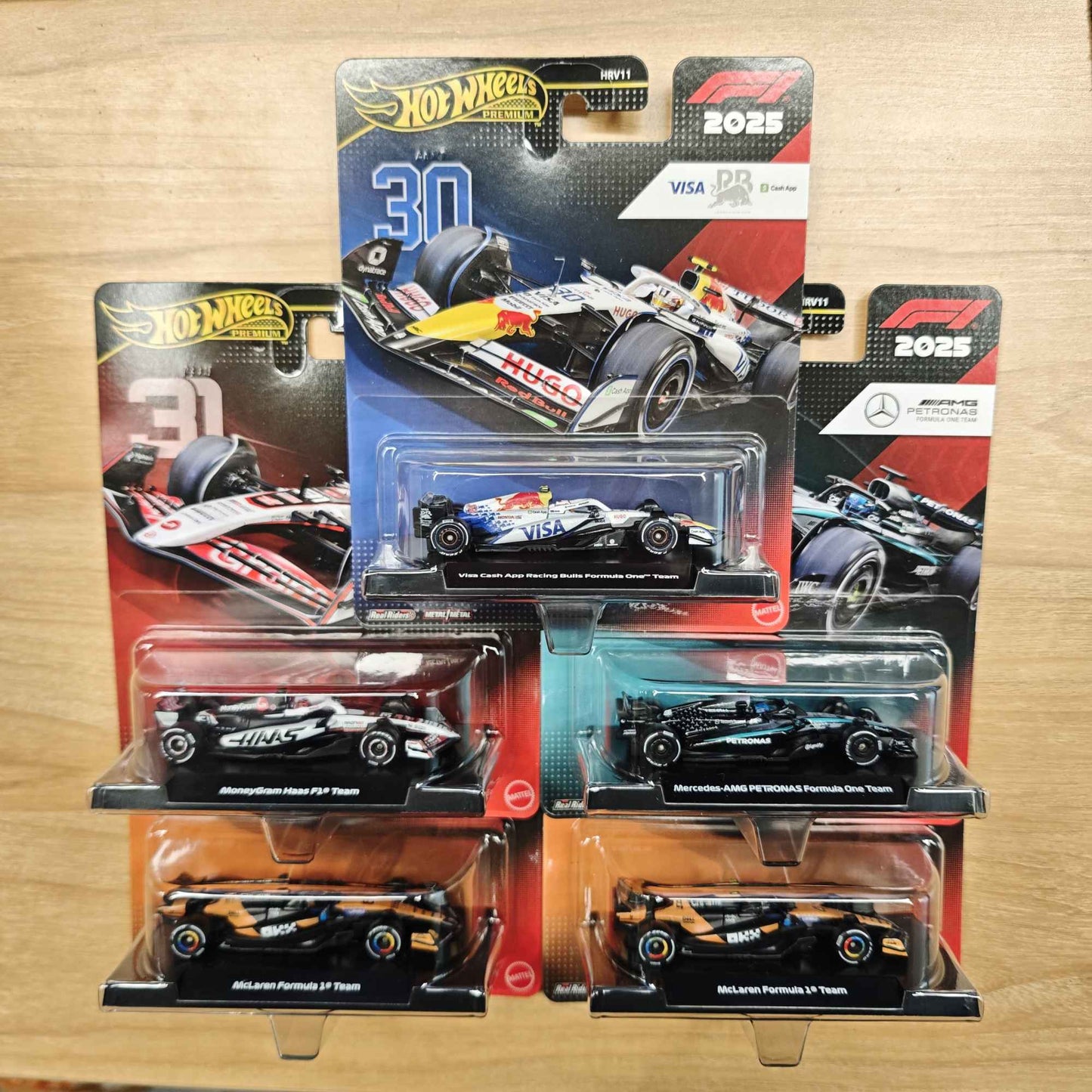 Novo Hot Wheels Premium 2025 F1 Racing Car Model Liga 1:64 Modelo Diecast Red Bull McLaren Mercedes Equipe Colecionável Veículo de Brinquedo