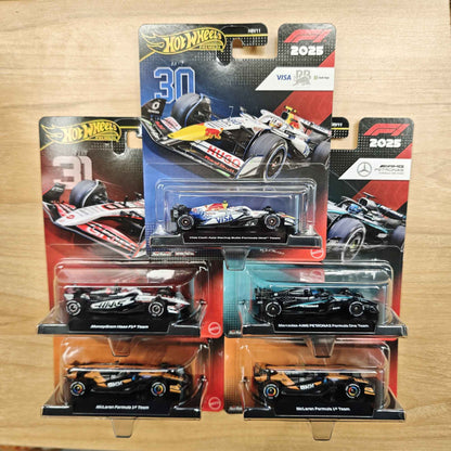 Novo Hot Wheels Premium 2025 F1 Racing Car Model Liga 1:64 Modelo Diecast Red Bull McLaren Mercedes Equipe Colecionável Veículo de Brinquedo